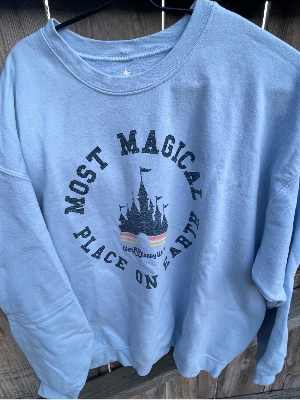 Disney Parks Most Magical Place on Earth Castle Sweatshirt Blue Adult Fleece XL